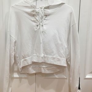 White cropped hoodie